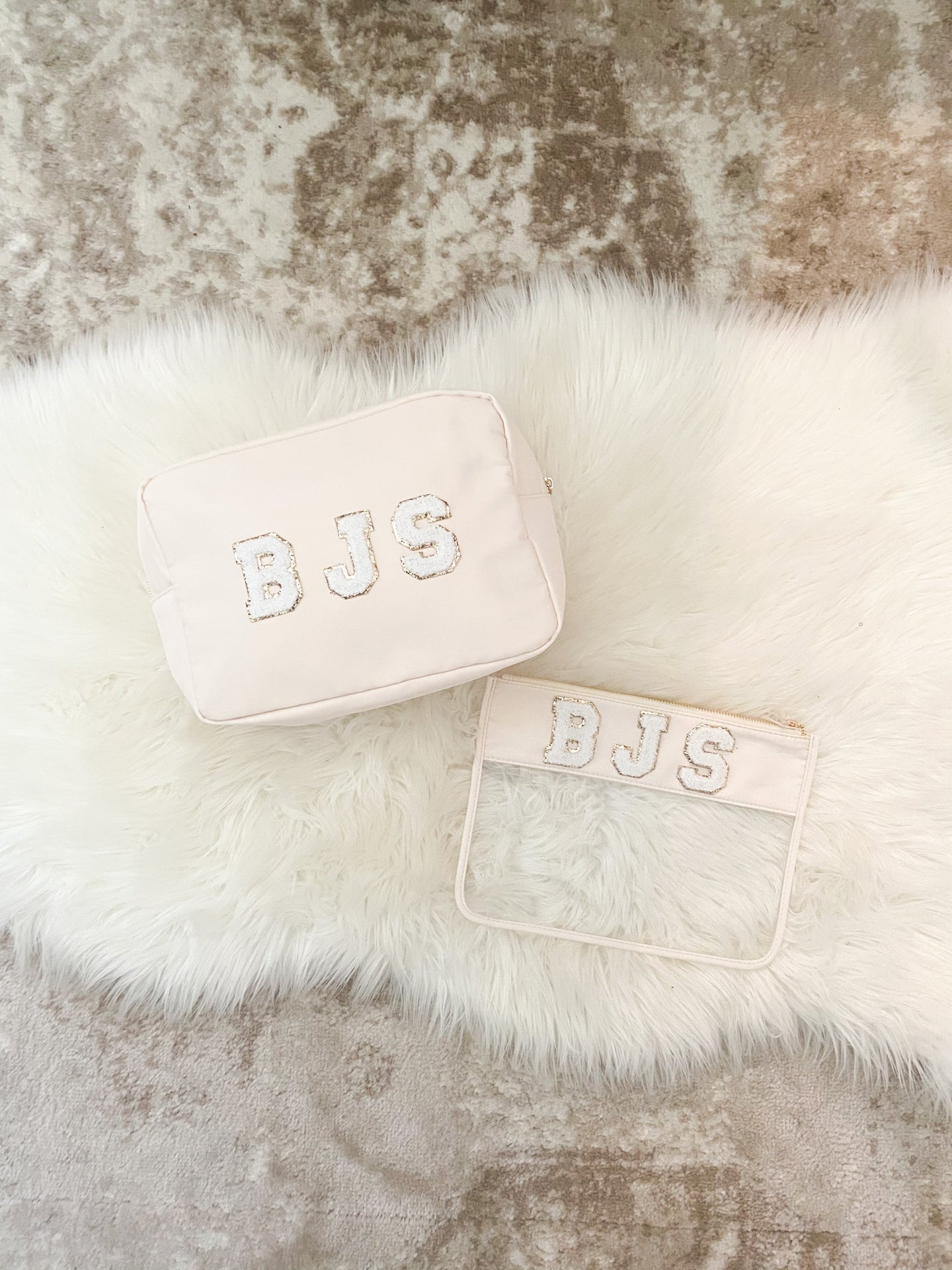 Clear Flat Nylon Pouch Personalized With Patches